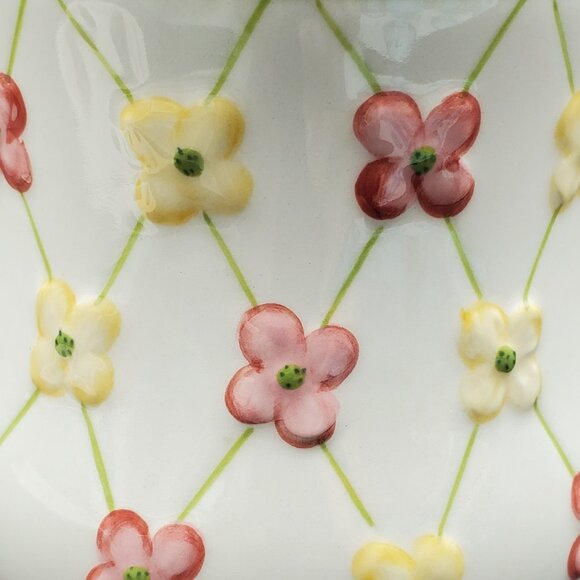 Longaberger Dogwood Toothbrush Holder Pink Yellow Lattice Toothbrush Caddy - Picture 6 of 7